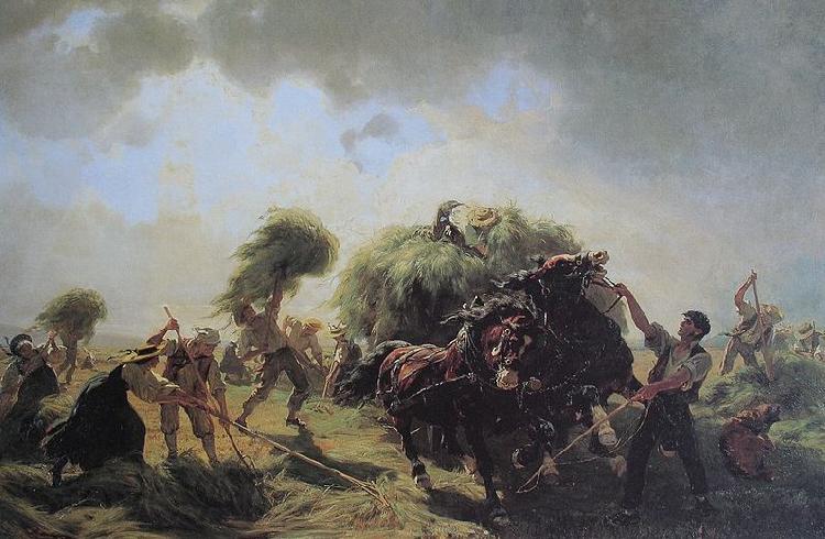 Rudolf Koller Heuernte bei drohendem Gewitter France oil painting art